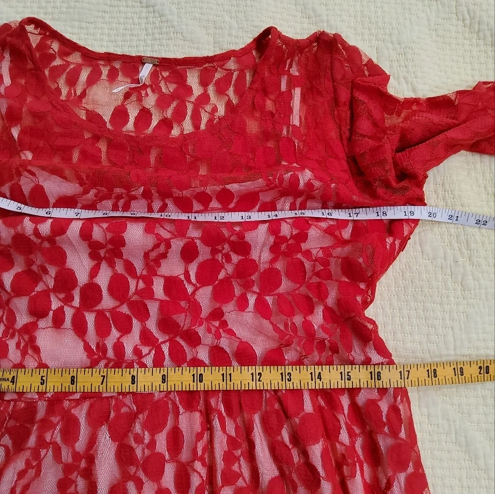 Free People Mesh Lace Fit and Flare Dress Size 12 - Picture 7 of 11